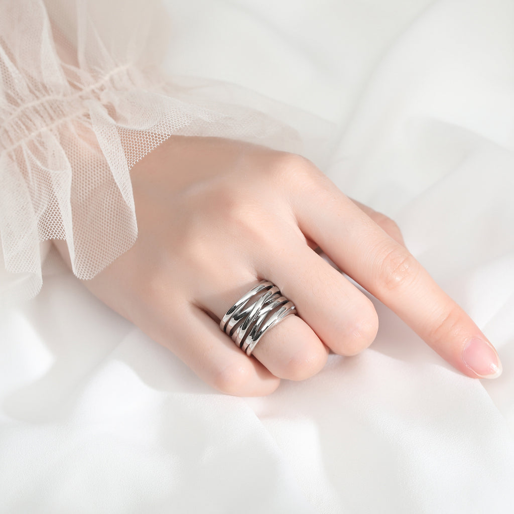 Silver Knot Cross Stack Ring