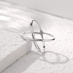 Silver "X" Criss Cross Skinny Band Ring