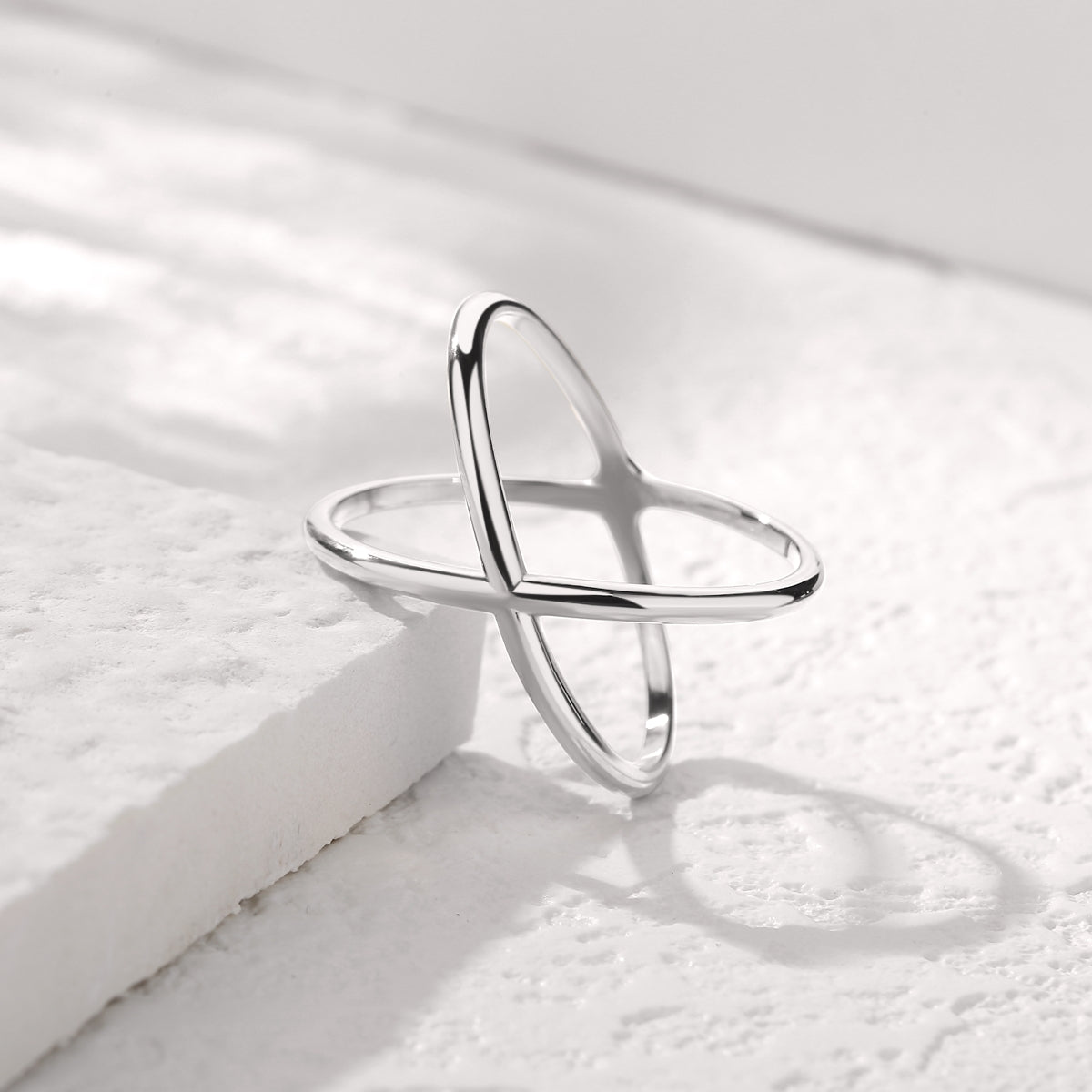 Silver "X" Criss Cross Skinny Band Ring