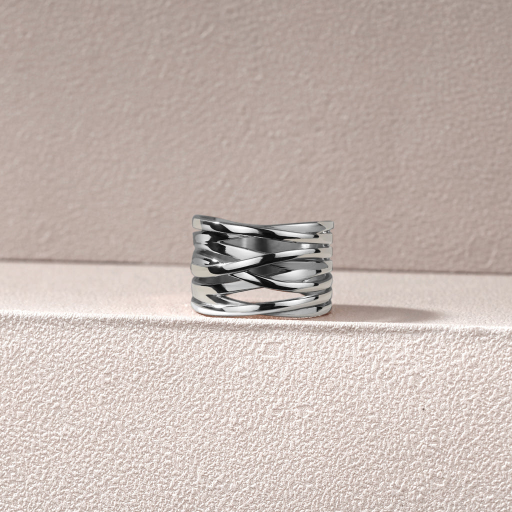 Silver Knot Cross Stack Ring