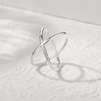 Silver "X" Criss Cross Skinny Band Ring