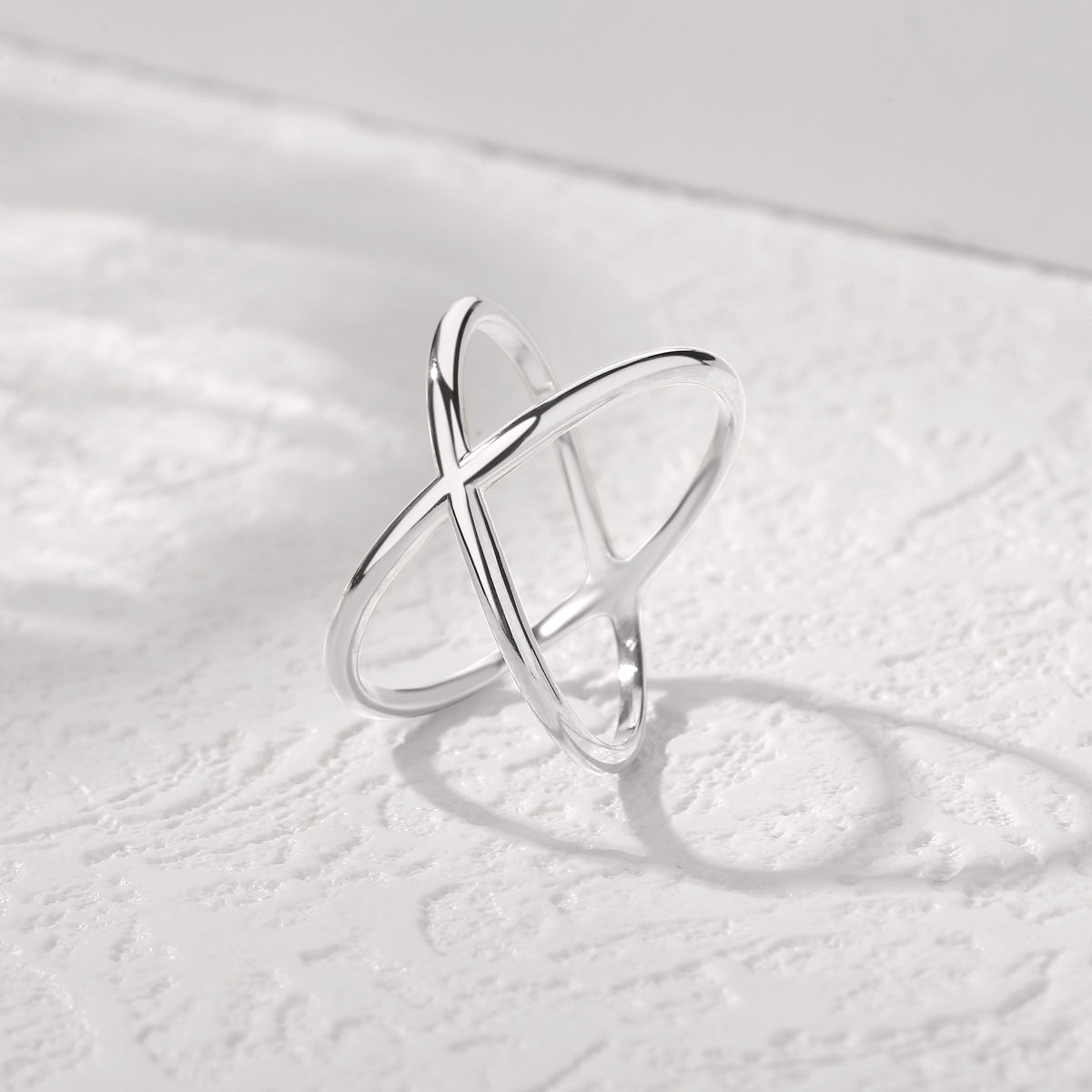Silver "X" Criss Cross Skinny Band Ring