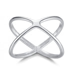 Silver "X" Criss Cross Skinny Band Ring