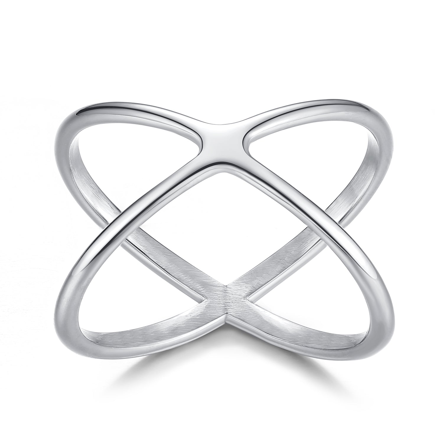 Silver "X" Criss Cross Skinny Band Ring