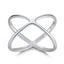 Silver "X" Criss Cross Skinny Band Ring