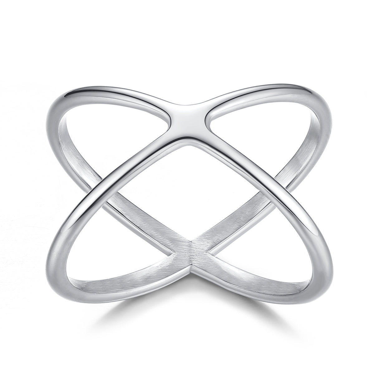 SILVER "X" CRISS CROSS SKINNY BAND RING