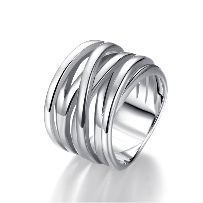 Silver Knot Cross Stack Ring Hover Image