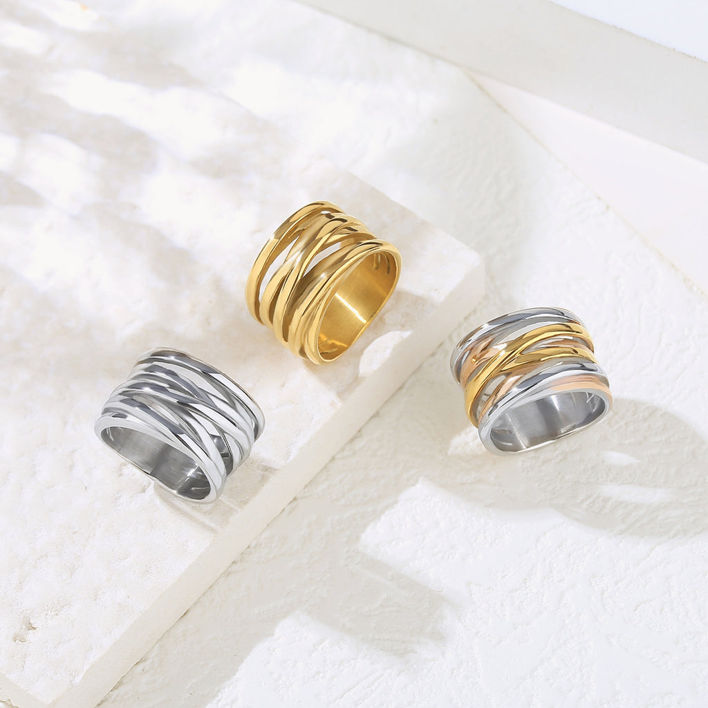 Multicolor Knot Cross Stack Ring